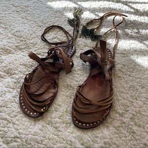 Free People Leather Wrap Sandals Size 39
